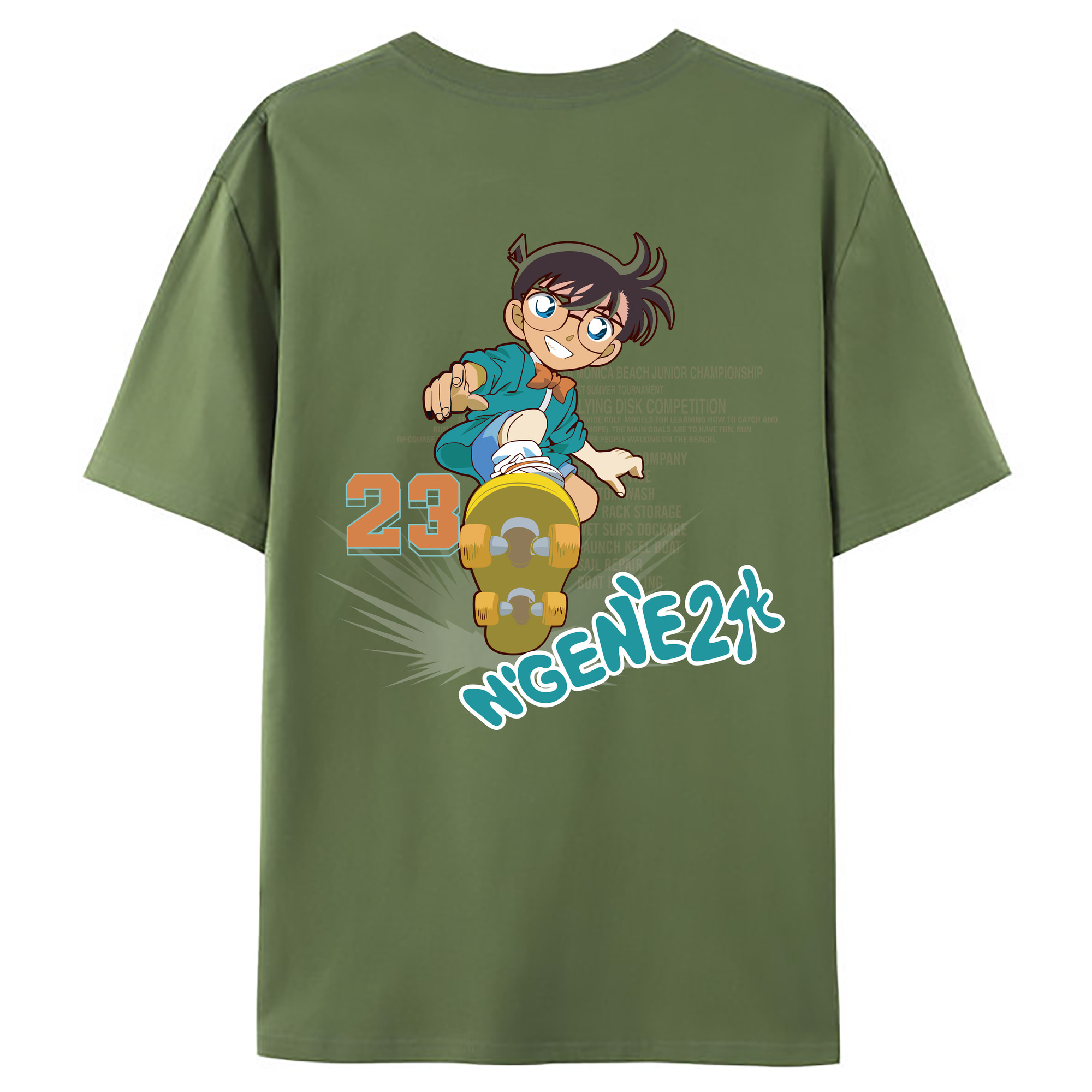 （画像用） 名探偵コナン 江戸川 コナン Detective Conan Conan Edogawa 綿100％ メンズ半袖Tシャツ（バックプリント） 通気性